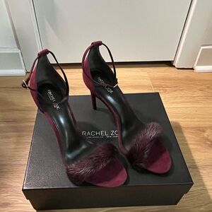 Rachel Zoe Suede & Mink Merlot Heels